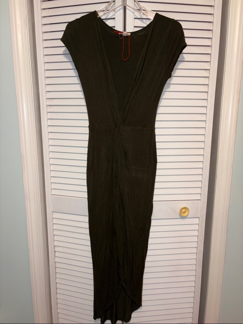 Olive Green Twist-Front Maxi Dress Size S